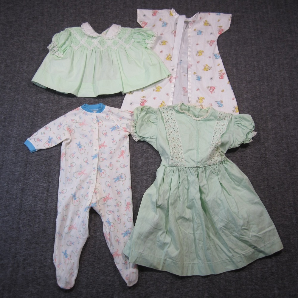 Vintage Baby Clothes Lot Outfit Cute Colorful Classic Heirloom Handmade 70s 80s - Picture 5 of 14
